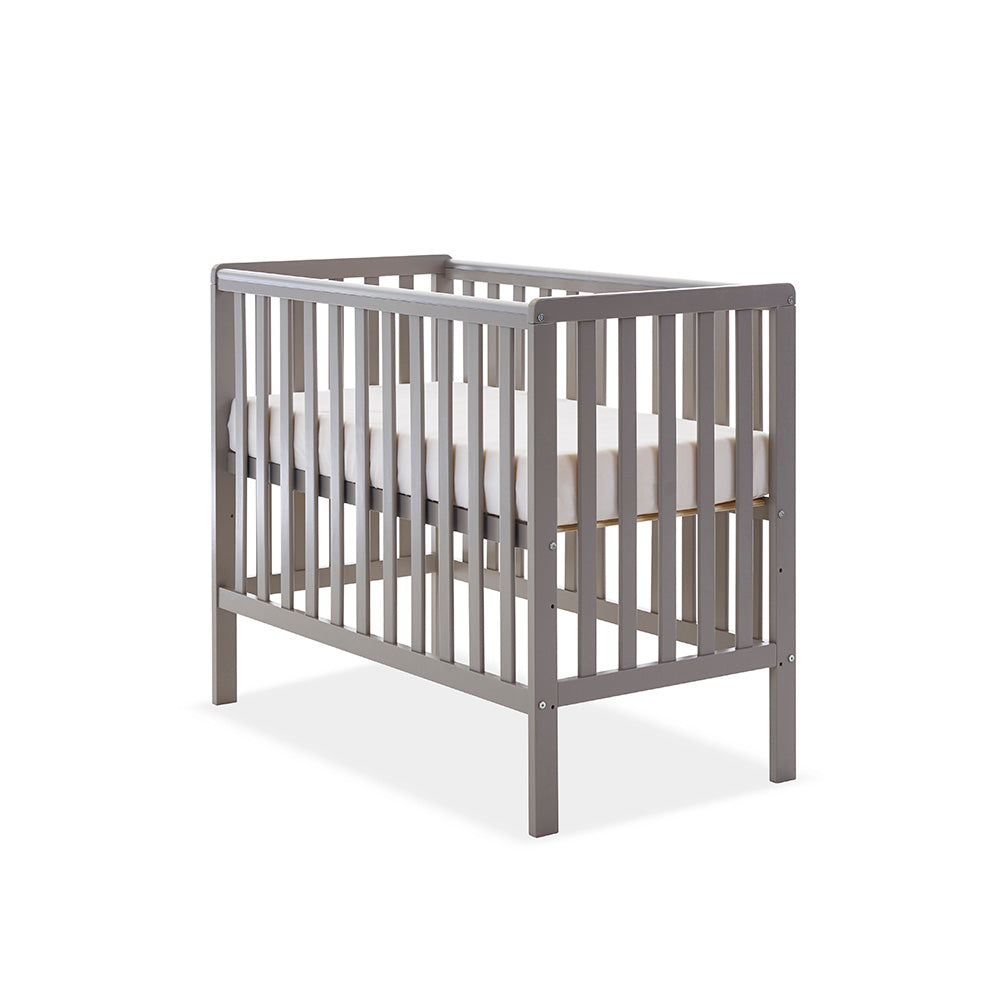 Compact Cot with rails on all 4 sides, teething rails, base on new born setting