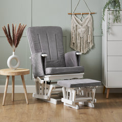 Deluxe Reclining Glider Chair & Stool - Grey